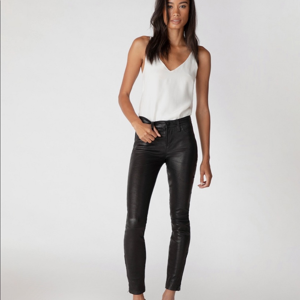 J Brand leather mid rise pants black noir 26